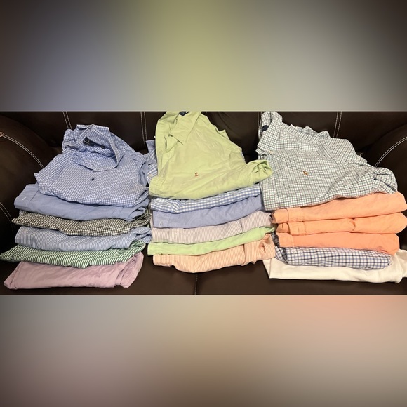 Light Orange Ralph Lauren Long Sleeve Button Up Shirt - Picture 2 of 2